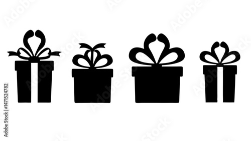 Gift box icons in Trendy Flat style. Gift boxes with ribbon icons set