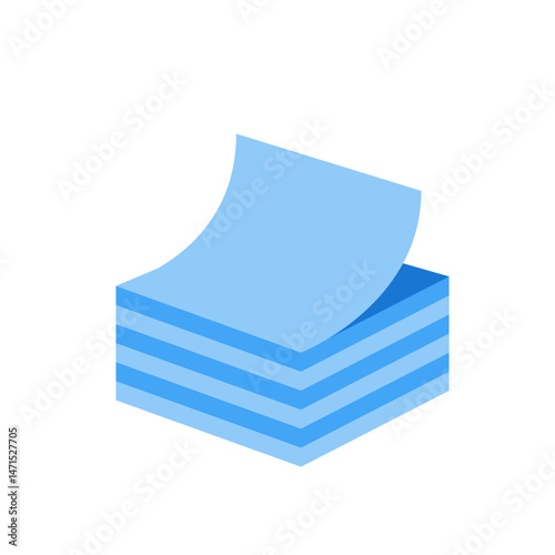 Illustration of a stack of light blue sticky notes with the top one peeling back at the corner slightly