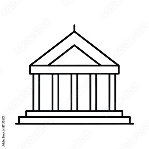 Courthouse building line art silhouette on white  background