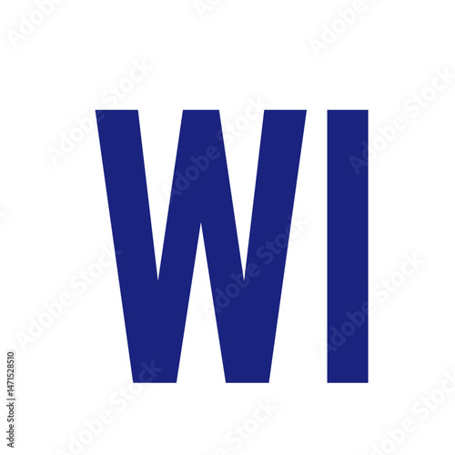 A bold representation of the letters w and i displayed in a striking blue hue against a white backdrop