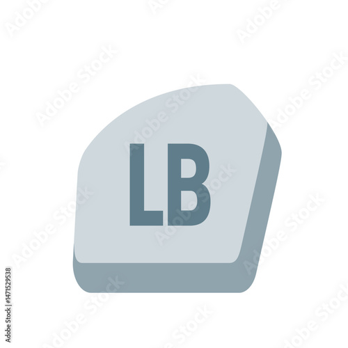 Illustration of a left bumper button with lb displayed on a gray button for gaming controller use case