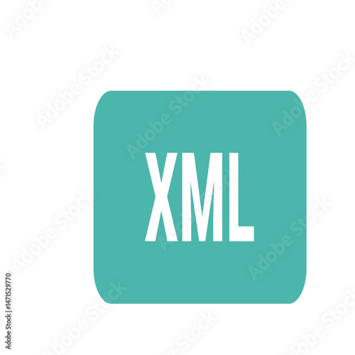 Text xml in white color displayed on a rounded rectangle of teal color with white background image view