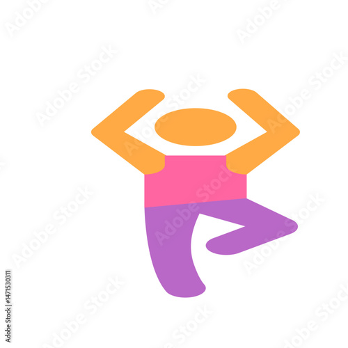 Illustration of a person in tree pose with arms raised above head for yoga or fitness activity pose