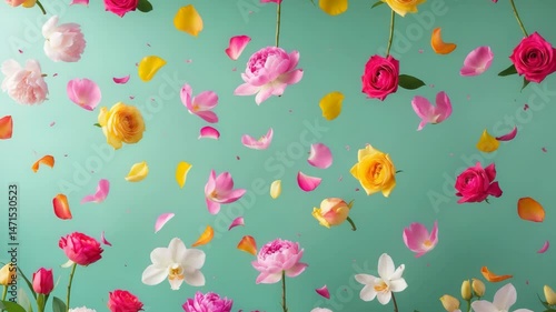Wallpaper Mural Stunning blooms floating in the air, framed by a backdrop; floral display. Minimalist idea. Torontodigital.ca