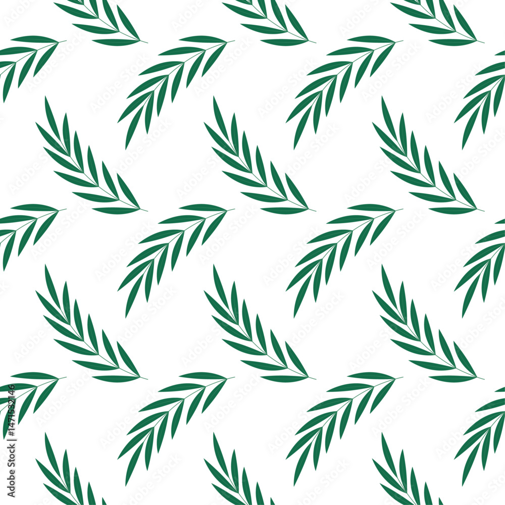 Seamless floral pattern for packaging and wrapping paper. Green bamboo leaves on a white background. Vector illustration. Print with tropical plants for a gift bag. Ornament for fabric and textile. Seamless floral pattern for packaging and wrapping paper. Green bamboo leaves on a white background. Vector illustration. Print with tropical plants for a gift bag. Ornament for fabric and textile.