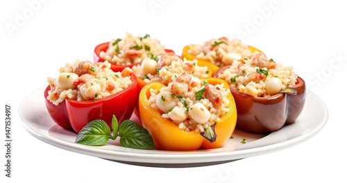 Colorful Stuffed Peppers on Transparent Background for Healthy Dinner and Salad Recipes