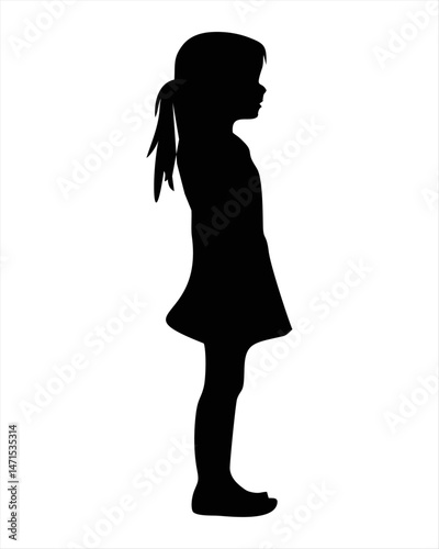Silhouette of a Small Girl on White Background – Minimalist Childhood Illustration