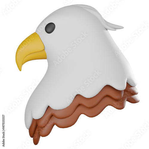 3D Rrender, American Bald Eagle. Icon illustration