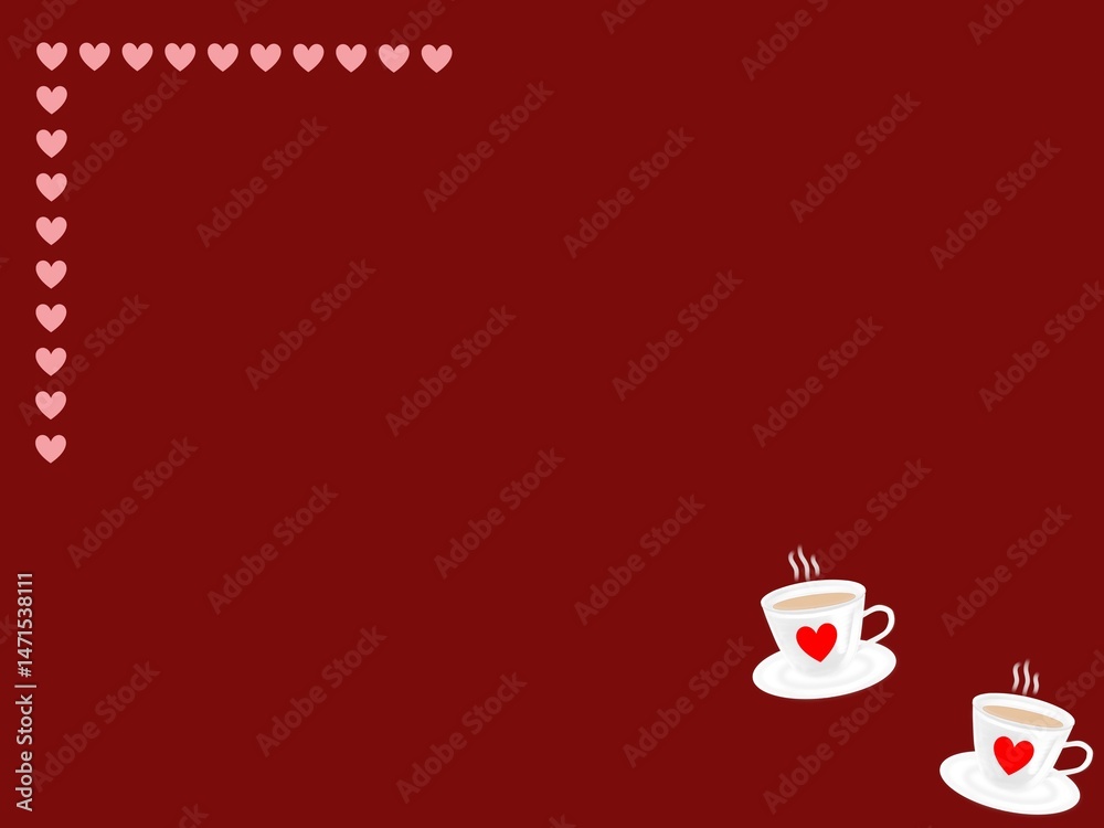 Fototapeta premium Hand drawn illustration frame of two cup coffee