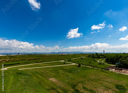 Obraz na płótnie Grass field and blue sky in sunny day w salonie