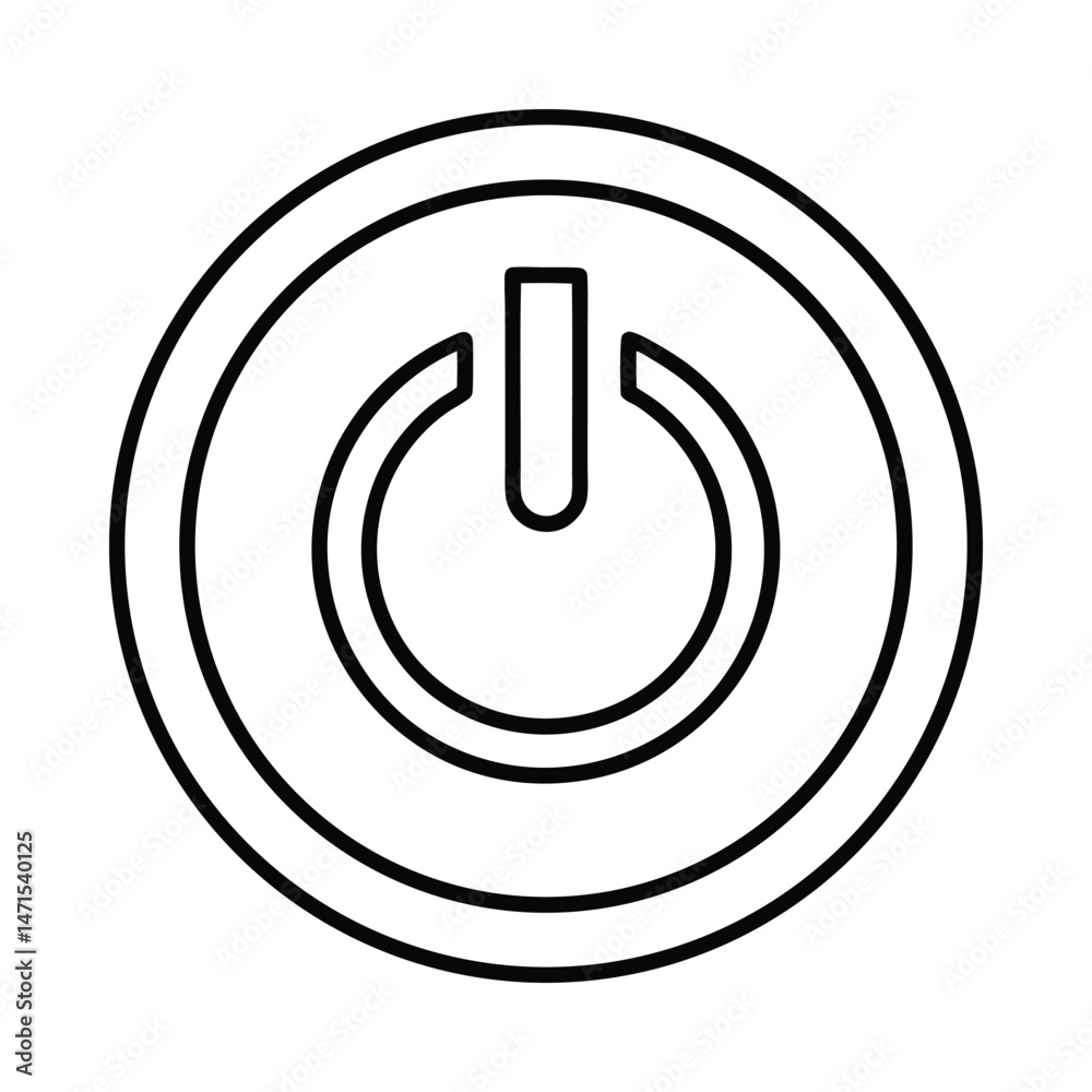 Power button symbol graphic silhouette on white  background