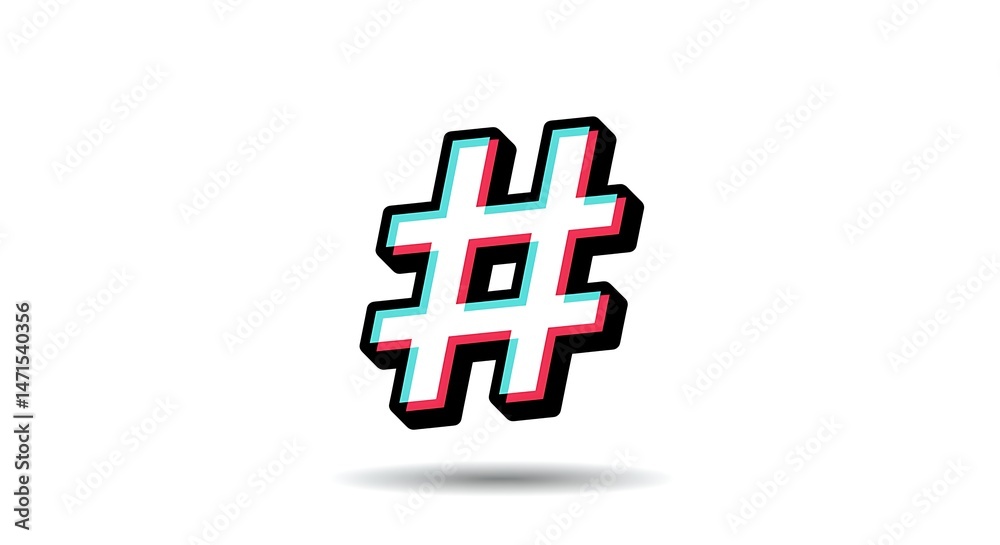 Obraz premium Glitch Hashtag Symbol