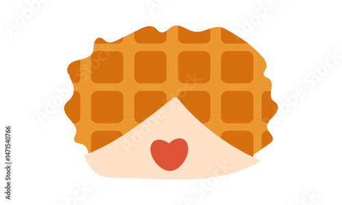 Waffles Color Art Illustration Celebrating the Joy of Waffle Breakfast hand drawn flat illustration isolate on white . Fast food , street food illustration sweet desert