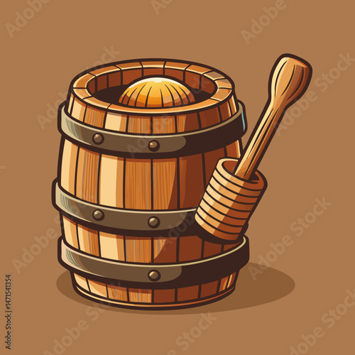 old wooden barrel
