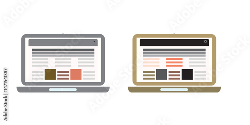 online business, remote working and work from anywhere concept on laptop computer, vector flat illustration
