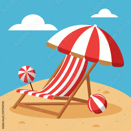 beach chair and umbrella