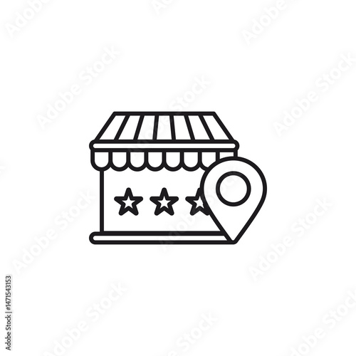 Store Location Icon with Stars for Business and Retail