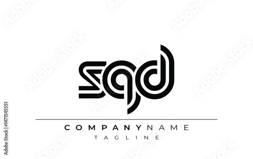 SQD Creative Unique Modern Letter Logo Design. Stylized logo featuring a unique letter design, presenting abstract minimalist aesthetics and modern appeal.