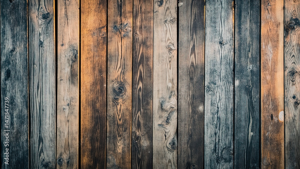 Fototapeta premium Beautiful rustic wooden background texture with vertical plank pattern and natural wood grains