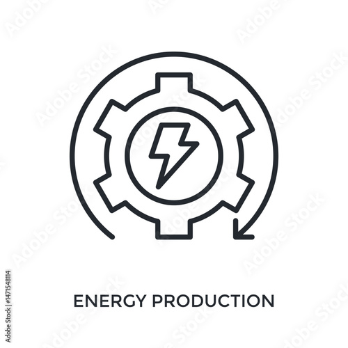 Energy Production Icon Outline Style. Vector Illustration For Graphic Design