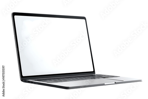 Clean Laptop Mockup with Blue Screen and No Background