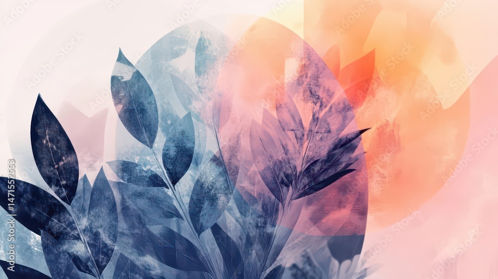 Obraz premium Abstract composition featuring leaves and soft colors, evoking nature and tranquility.