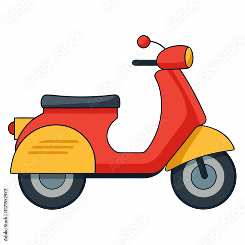 Simple Moped Vector on White Background