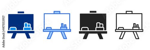 Chalkboard Icon Set Multiple Style Vector Illustration 