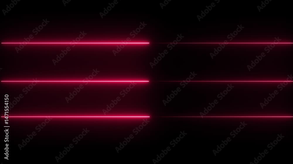 abstract neon red technology motion background with glowing laser beams. Seamless loop