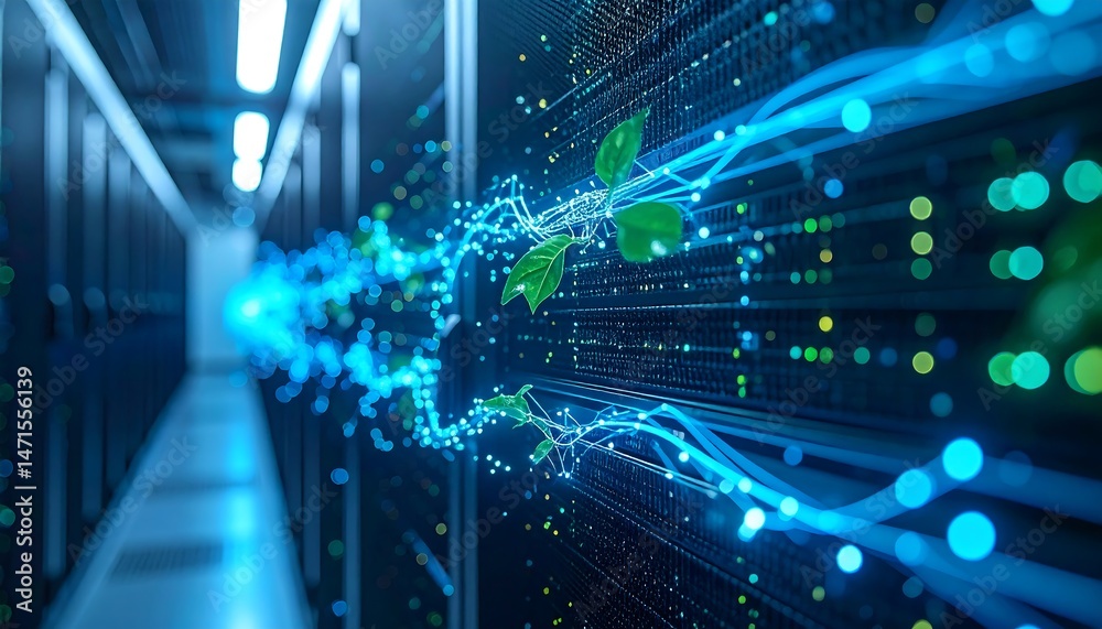 Obraz premium Abstract Data Streams Flowing Through Modern Server Room