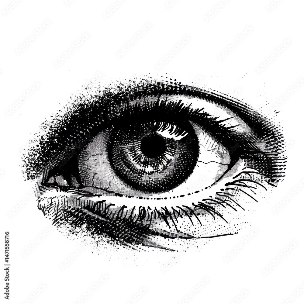 Obraz premium Detailed monochrome eye illustration