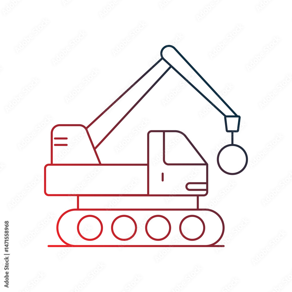 demolition gradient outline icon with white background vector stock illustration demolition gradient outline icon with white background vector stock illustration