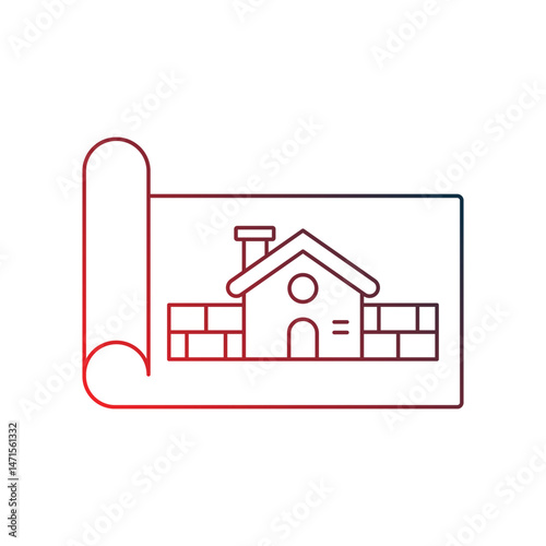 blue print gradient outline icon with white background vector stock illustration