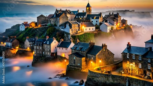 Coastal Village at Dusk A Tranquil Escape with Ocean Views and Historic Charm