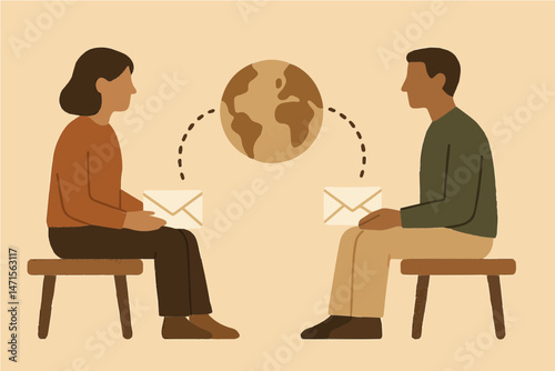 Virtual Pen Pal Introductions – National Pen Pal Day Graphic  Vector Illustration for your Designs 