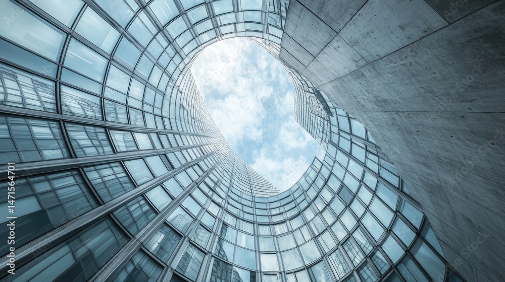 Naklejka premium Modern Architecture: A Symphony of Glass and Concrete