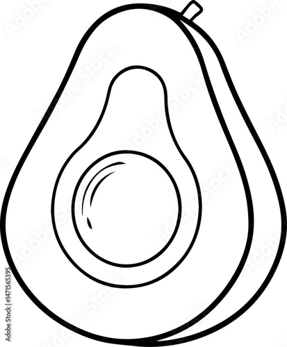 Simple avocado outline illustration for coloring