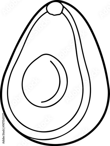 Simple avocado outline illustration for coloring