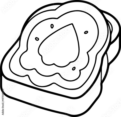 avocado toast outline vector illustration line art