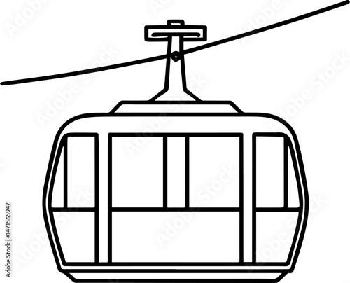 cable car outline vector illustration line art