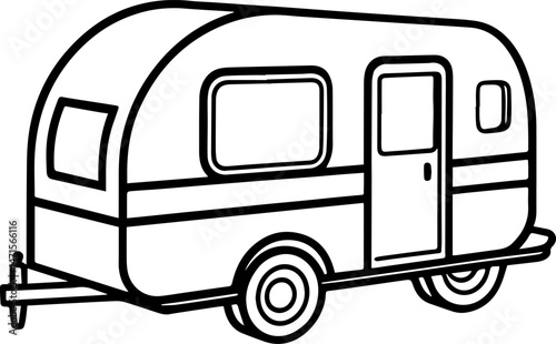 caravan trailer outline vector illustration line art