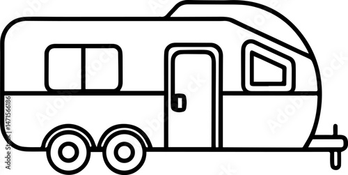 caravan trailer outline vector illustration line art