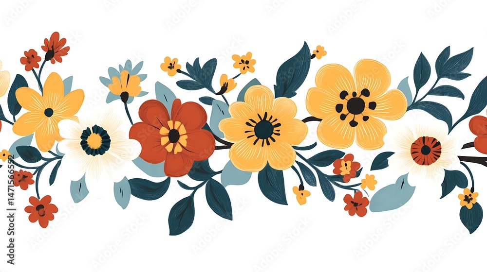 Obraz premium Floral border with autumn colors, and design element.