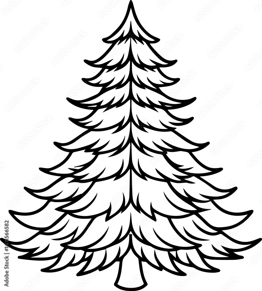 pine tree outline vector illustration line art pine tree outline vector illustration line art