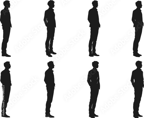 Set of person standing silhouette vector illustration