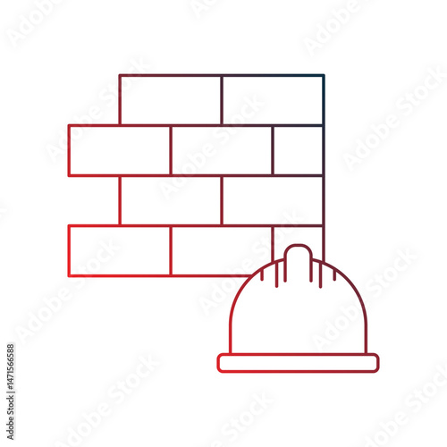 hard hat gradient outline icon with white background vector stock illustration