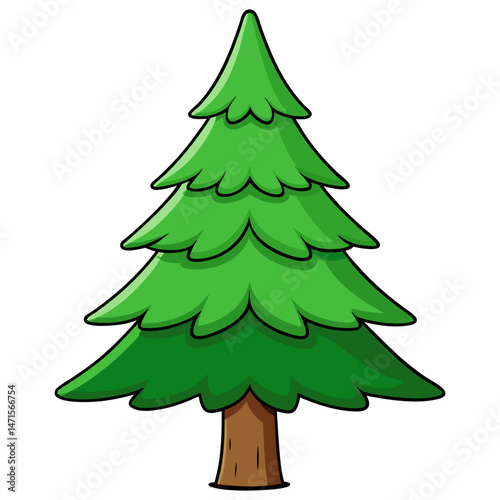 Cartoon pine tree illustration with layered green foliage