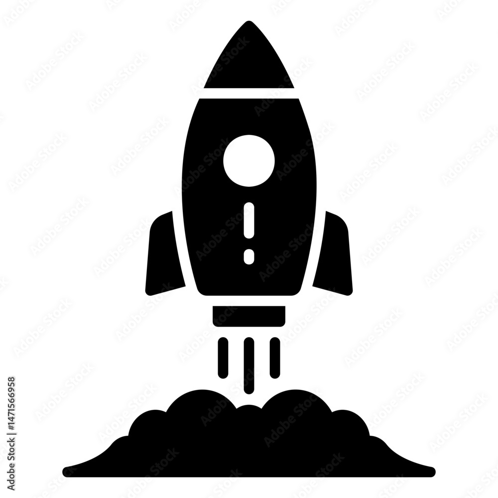 Fototapeta premium Rocket launch icon for space exploration and startups