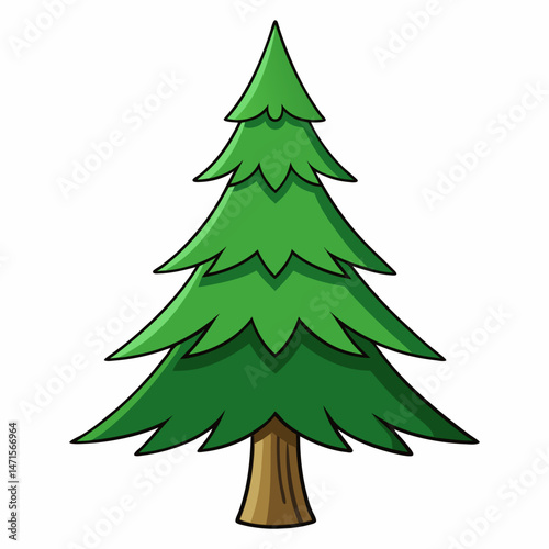 Cartoon pine tree illustration with layered green foliage