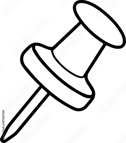 push pin clip outline vector illustration line art